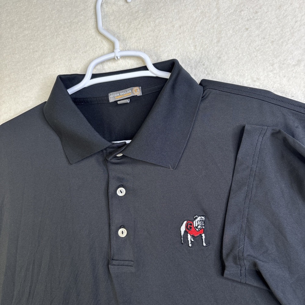 Peter Millar 2XL Black Summer Comfort Georgia Bulldog Polo Golf Preppy Coolwick